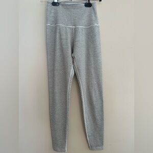 Beyond Yoga Black and White Striped Leggings